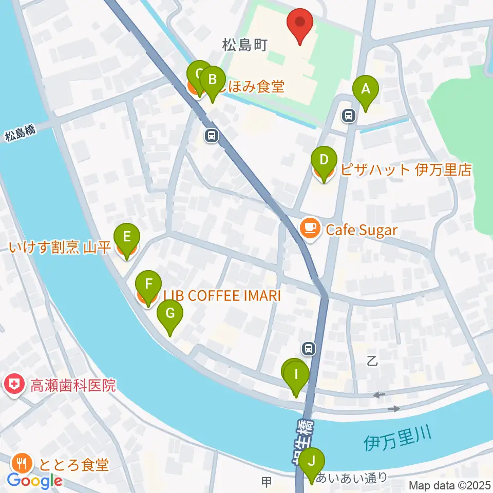 伊万里市民センター周辺のファミレス・ファーストフード一覧地図
