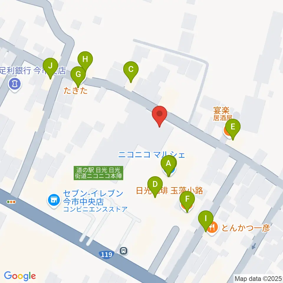 道の駅日光・ニコニコホール周辺のファミレス・ファーストフード一覧地図