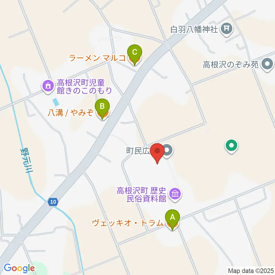 高根沢町町民ホール周辺のファミレス・ファーストフード一覧地図