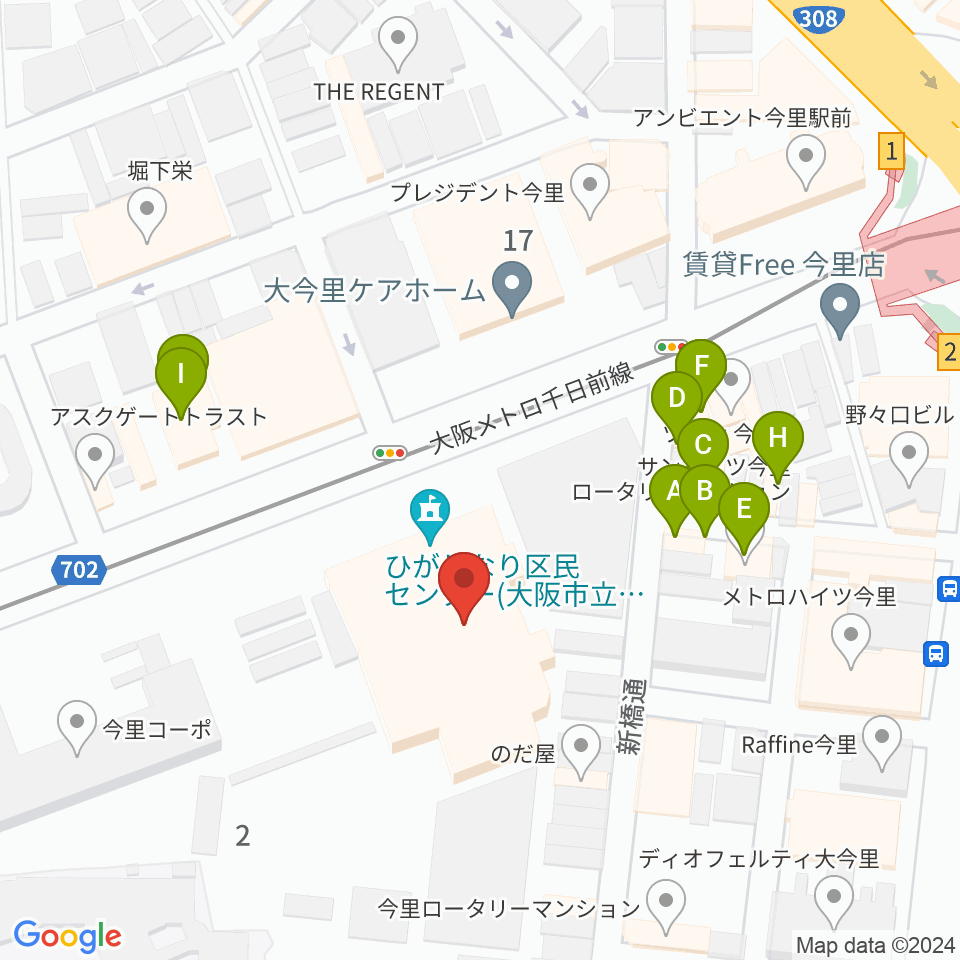 コミ協ひがしなり区民センター周辺のファミレス・ファーストフード一覧地図