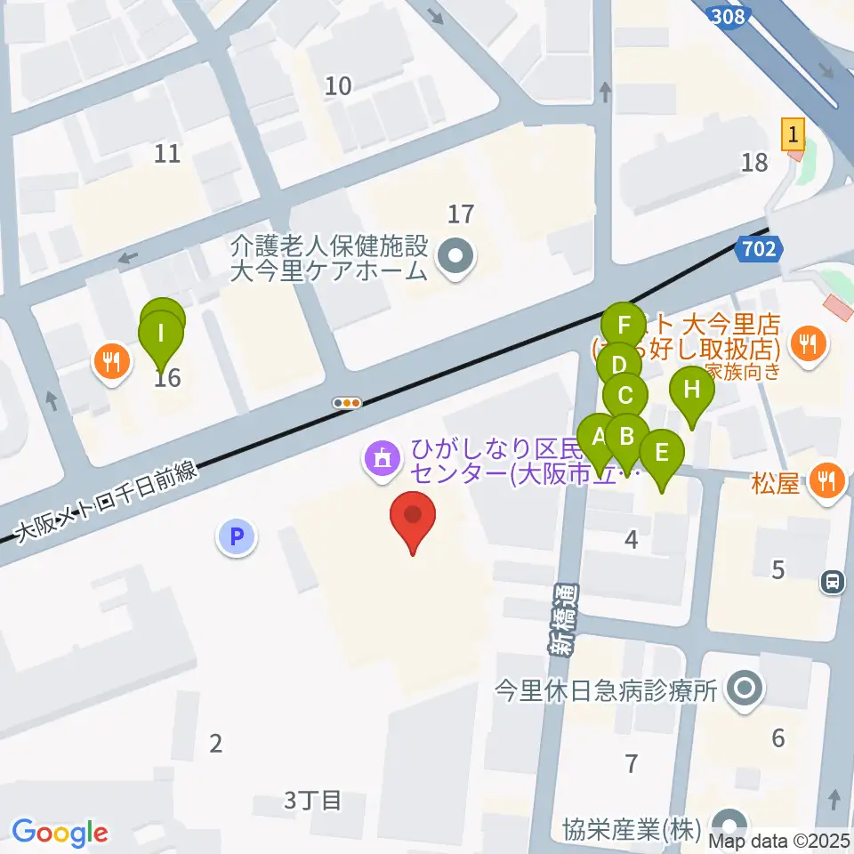 コミ協ひがしなり区民センター周辺のファミレス・ファーストフード一覧地図