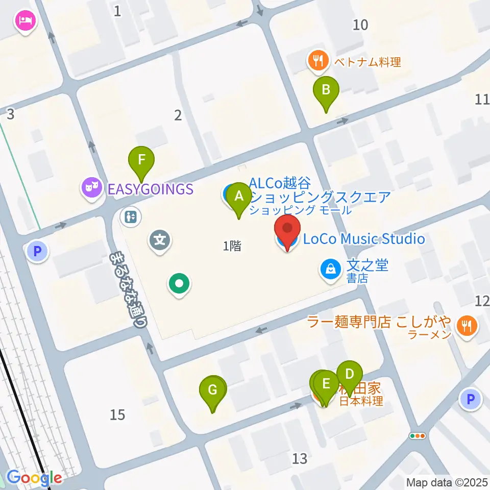 LoCo Music Studio周辺のファミレス・ファーストフード一覧地図
