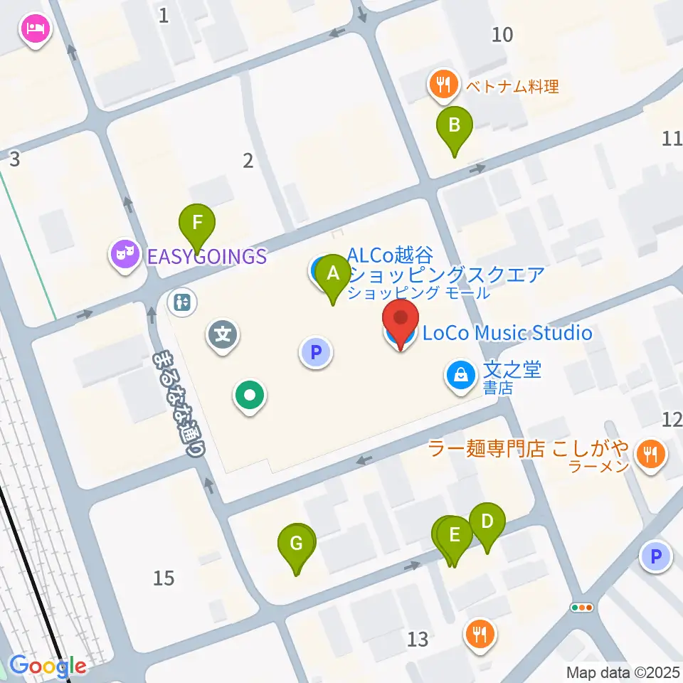 LoCo Music Studio周辺のファミレス・ファーストフード一覧地図