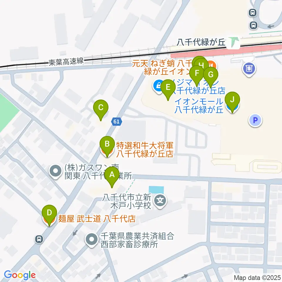 FMふくろう周辺のファミレス・ファーストフード一覧地図