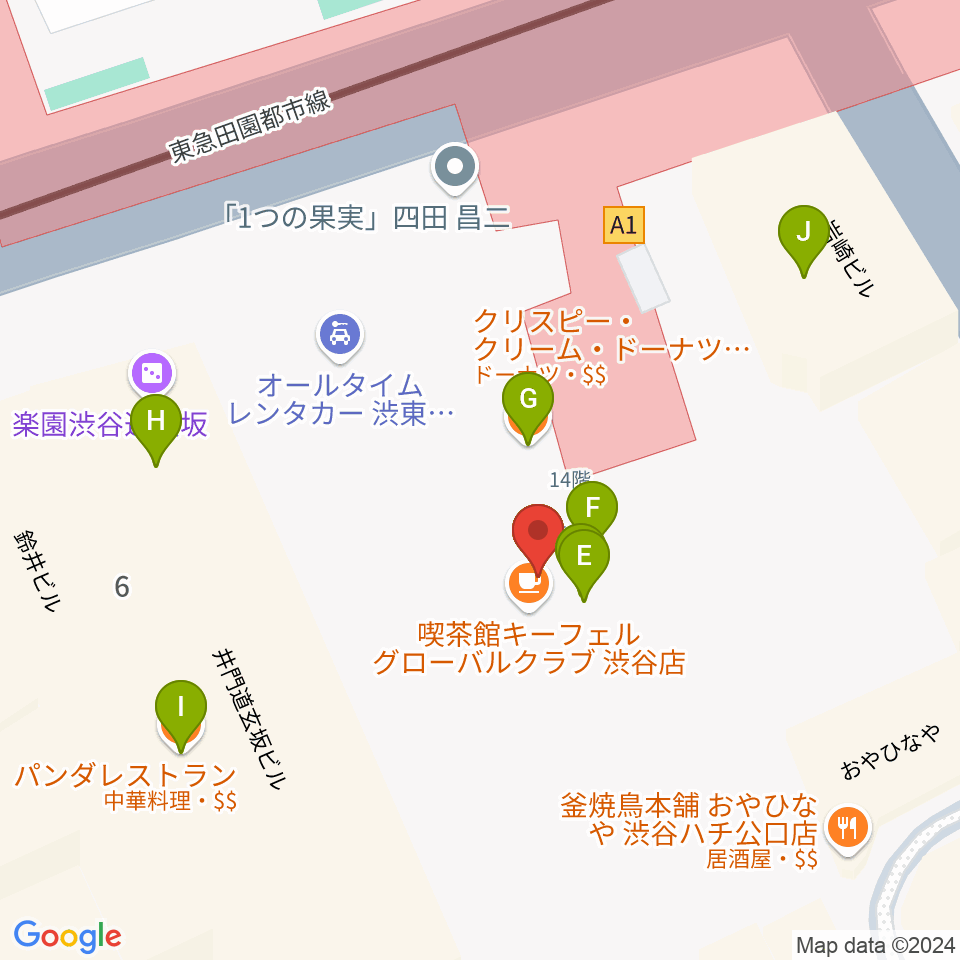 TOHOシネマズ渋谷周辺のファミレス・ファーストフード一覧地図