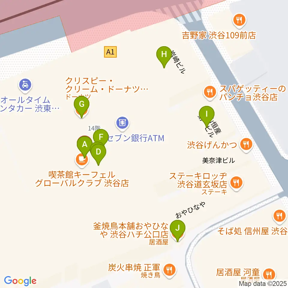 TOHOシネマズ渋谷周辺のファミレス・ファーストフード一覧地図