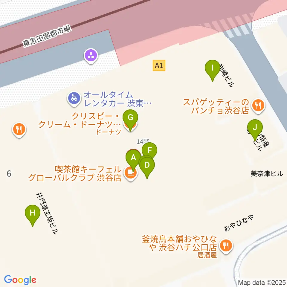 TOHOシネマズ渋谷周辺のファミレス・ファーストフード一覧地図