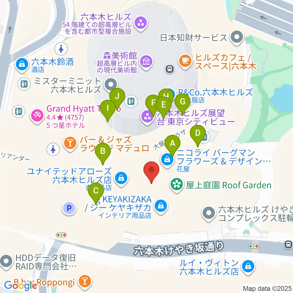 TOHOシネマズ六本木ヒルズ周辺のファミレス・ファーストフード一覧地図