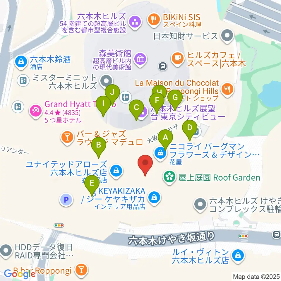 TOHOシネマズ六本木ヒルズ周辺のファミレス・ファーストフード一覧地図