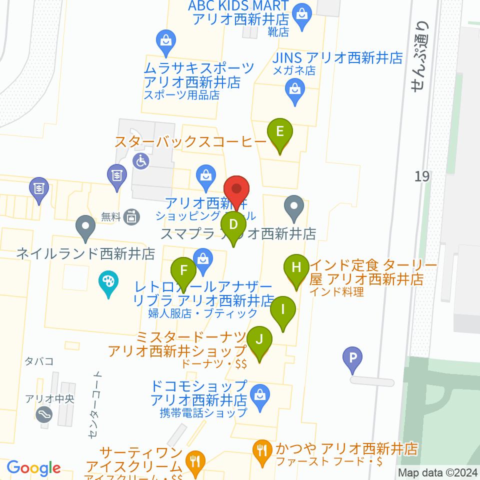 TOHOシネマズ西新井周辺のファミレス・ファーストフード一覧地図