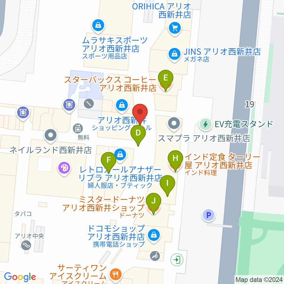 TOHOシネマズ西新井周辺のファミレス・ファーストフード一覧地図