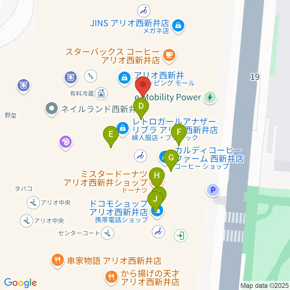 TOHOシネマズ西新井周辺のファミレス・ファーストフード一覧地図