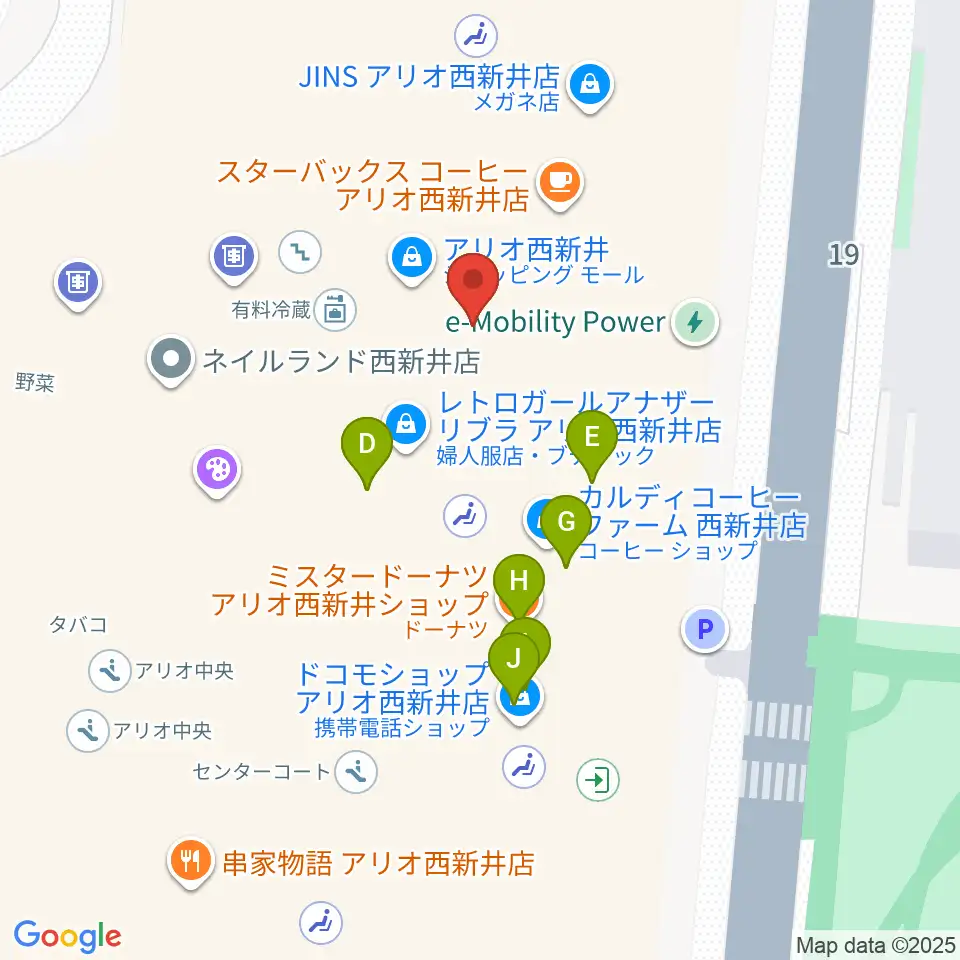 TOHOシネマズ西新井周辺のファミレス・ファーストフード一覧地図