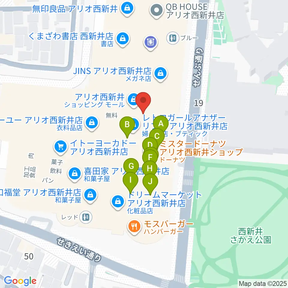 TOHOシネマズ西新井周辺のファミレス・ファーストフード一覧地図