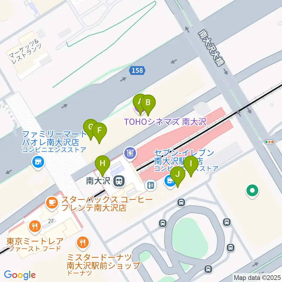 TOHOシネマズ南大沢周辺のファミレス・ファーストフード一覧地図