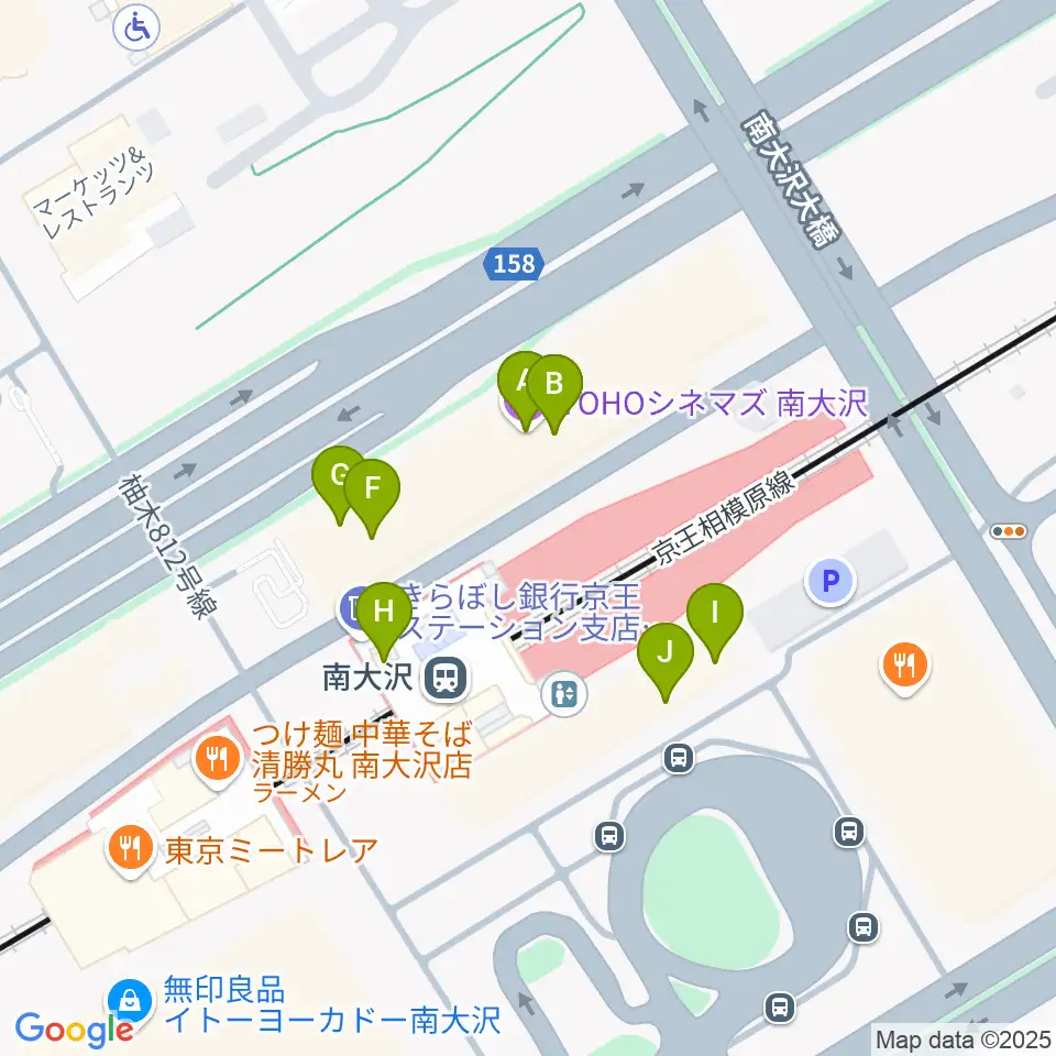 TOHOシネマズ南大沢周辺のファミレス・ファーストフード一覧地図