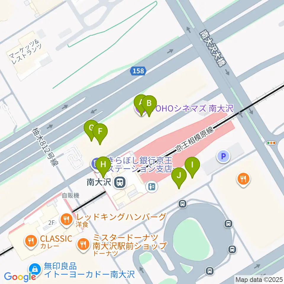 TOHOシネマズ南大沢周辺のファミレス・ファーストフード一覧地図