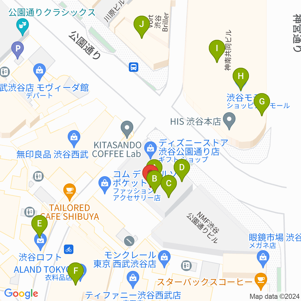 渋谷HUMAXシネマ周辺のファミレス・ファーストフード一覧地図