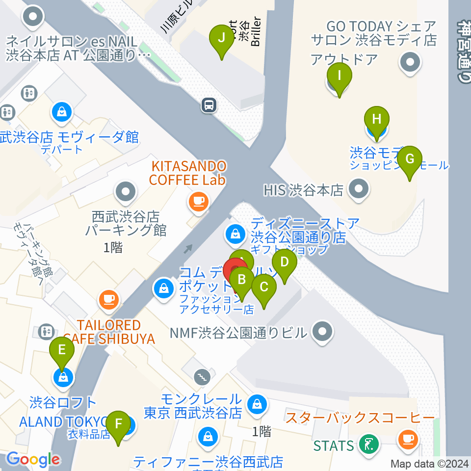 渋谷HUMAXシネマ周辺のファミレス・ファーストフード一覧地図