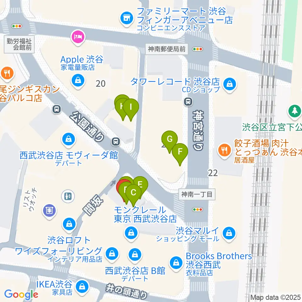 渋谷HUMAXシネマ周辺のファミレス・ファーストフード一覧地図