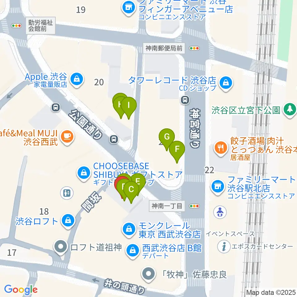 渋谷HUMAXシネマ周辺のファミレス・ファーストフード一覧地図
