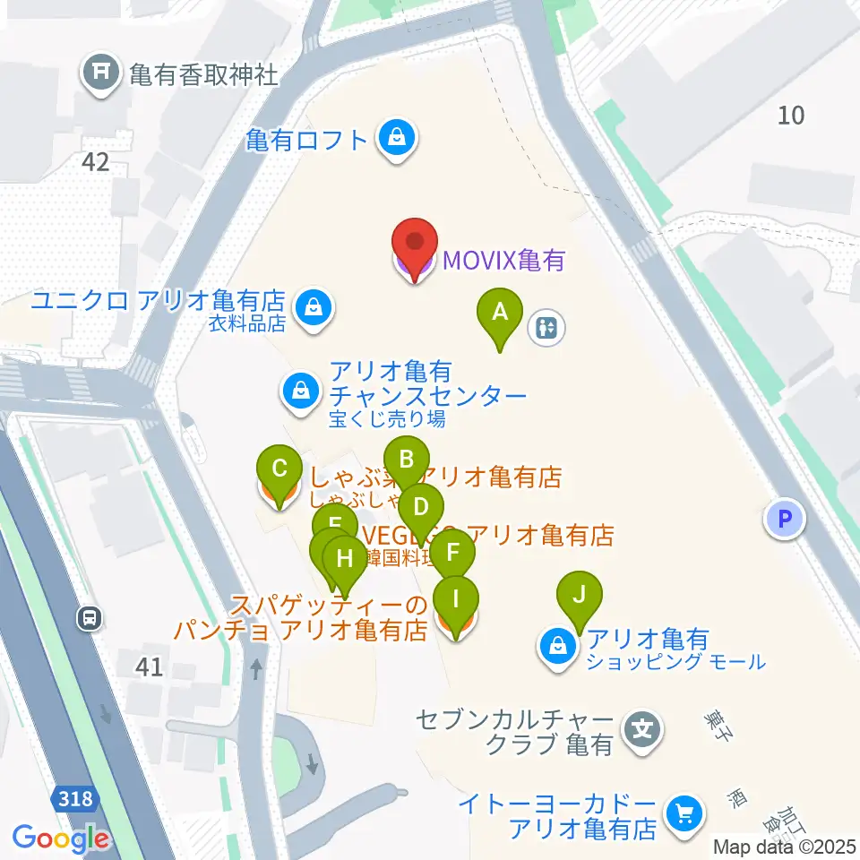MOVIX亀有周辺のファミレス・ファーストフード一覧地図