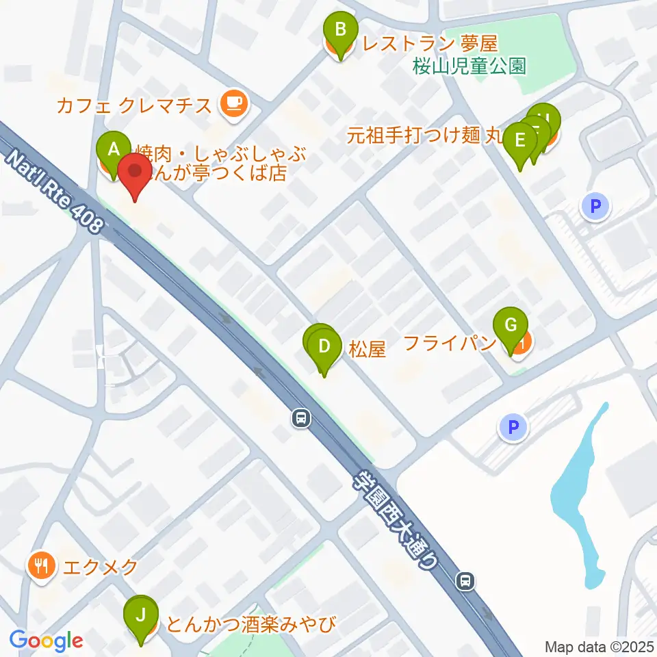 スタジオソングサイクル周辺のファミレス・ファーストフード一覧地図