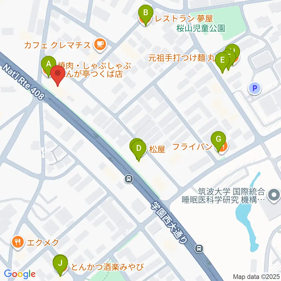 スタジオソングサイクル周辺のファミレス・ファーストフード一覧地図