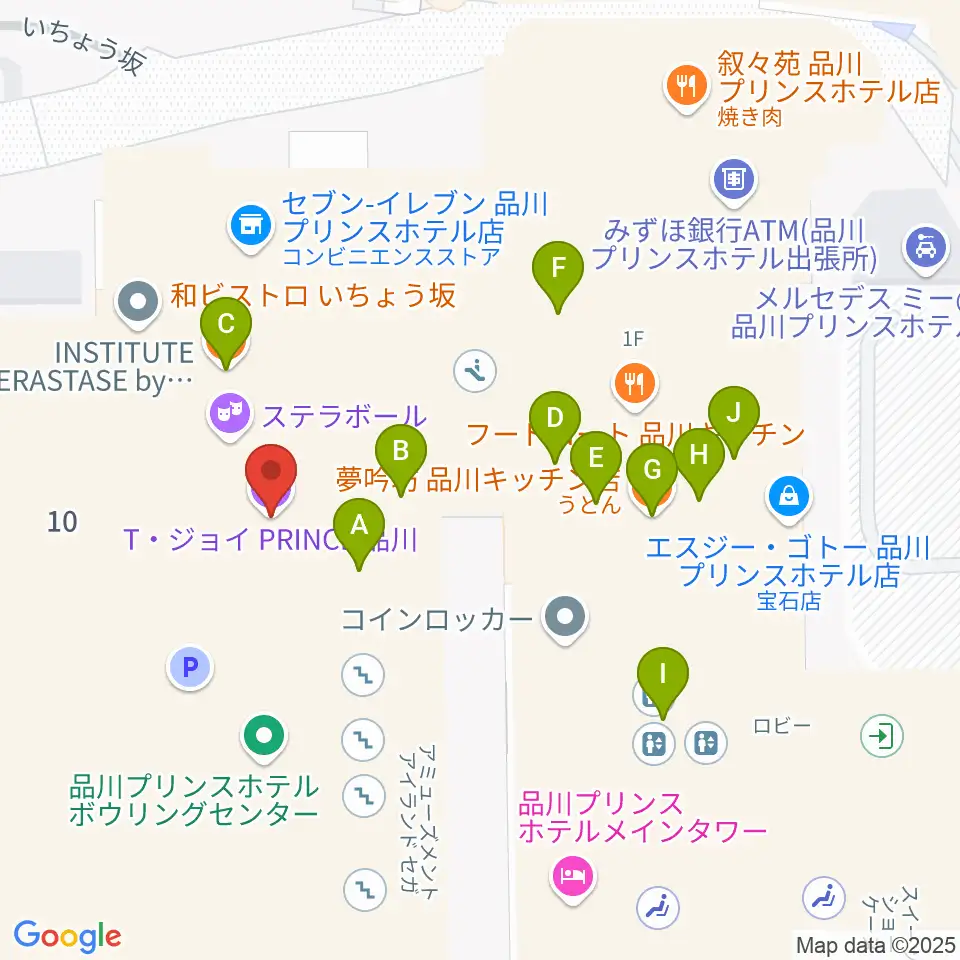 T・ジョイPRINCE品川周辺のファミレス・ファーストフード一覧地図