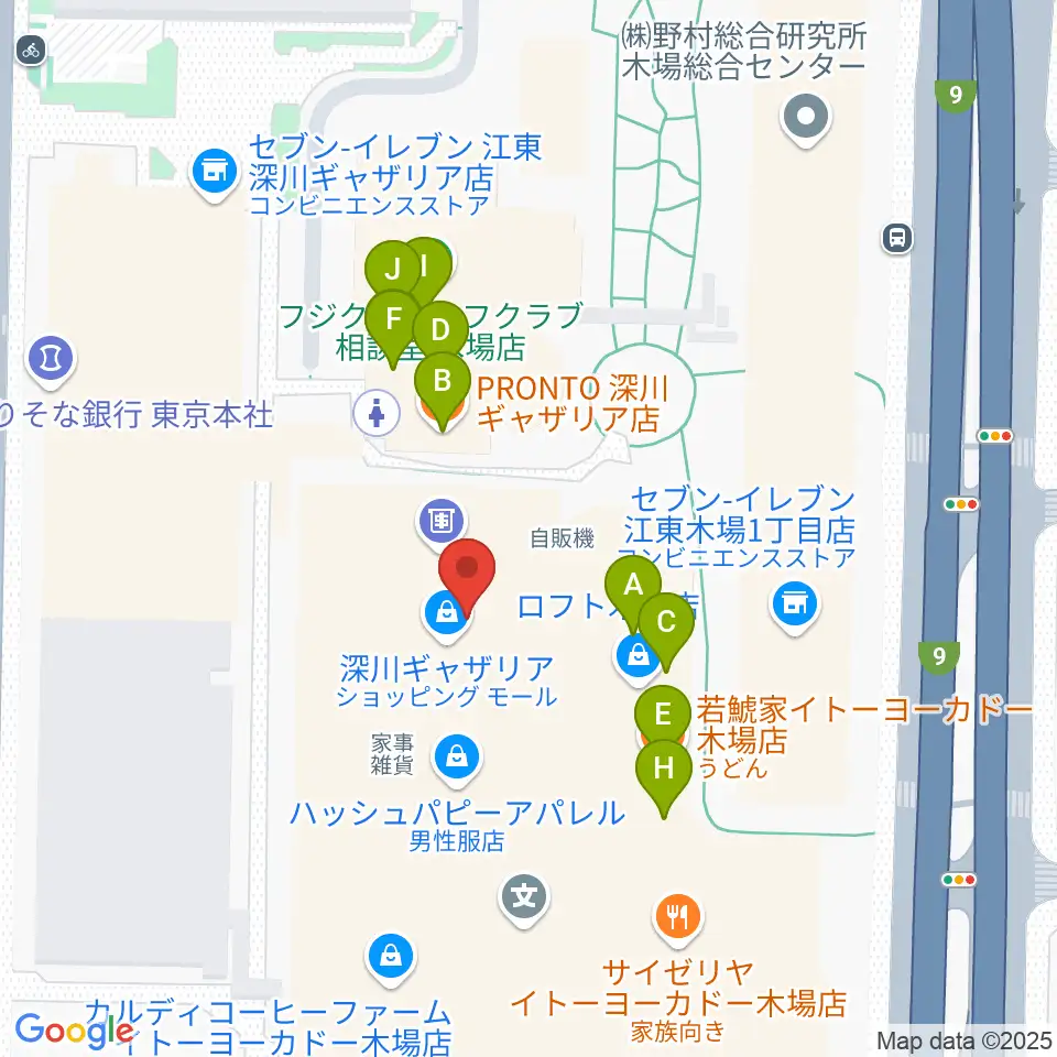 109シネマズ木場周辺のファミレス・ファーストフード一覧地図