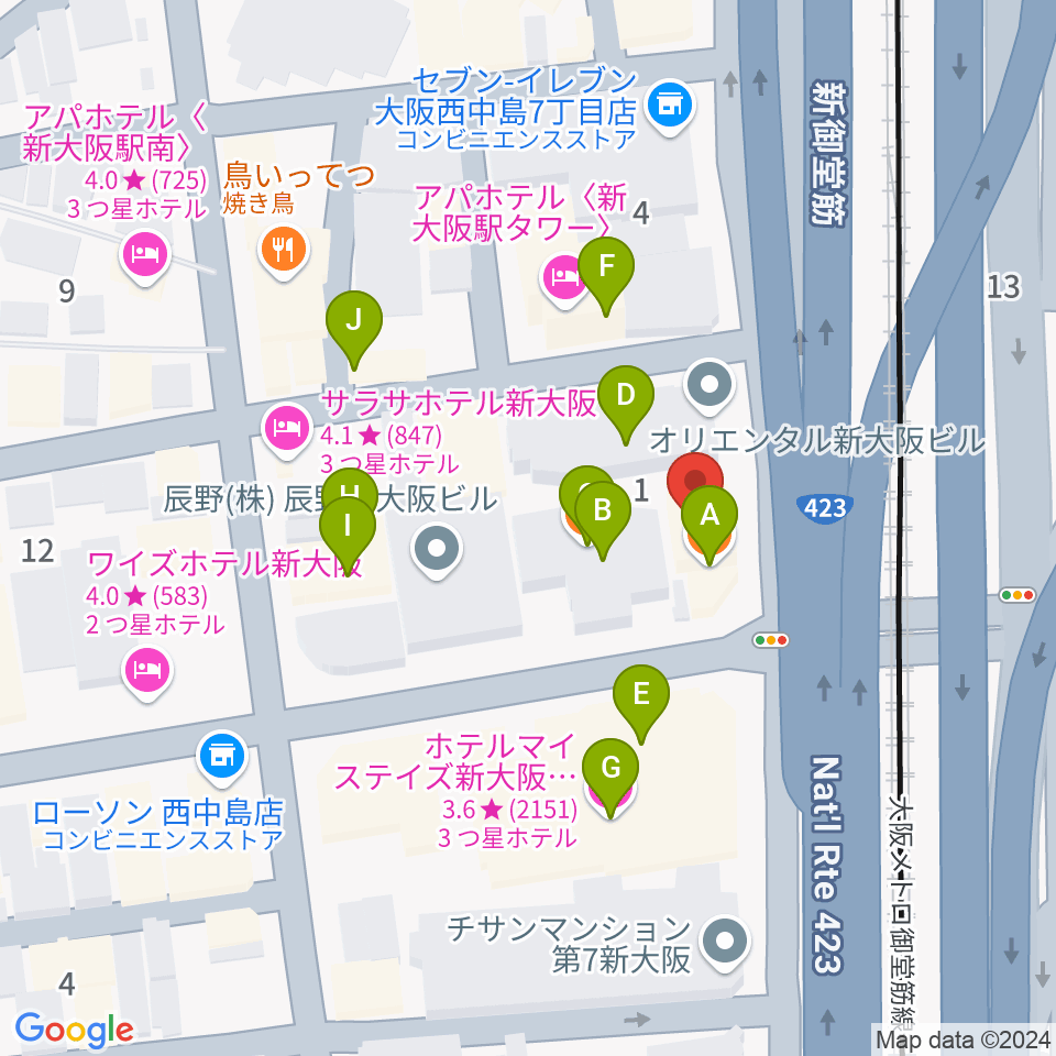 Studio CATWALK周辺のファミレス・ファーストフード一覧地図