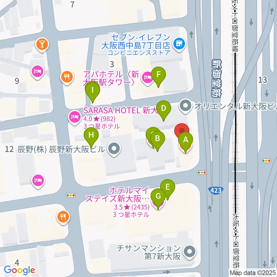 Studio CATWALK周辺のファミレス・ファーストフード一覧地図