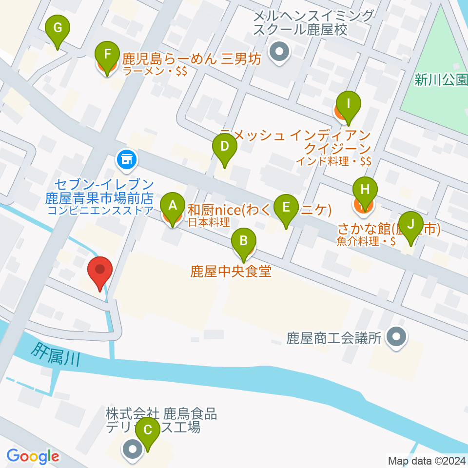 ライブスタジオ・ヴァイス周辺のファミレス・ファーストフード一覧地図