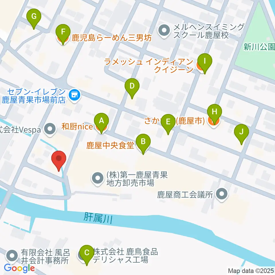 ライブスタジオ・ヴァイス周辺のファミレス・ファーストフード一覧地図