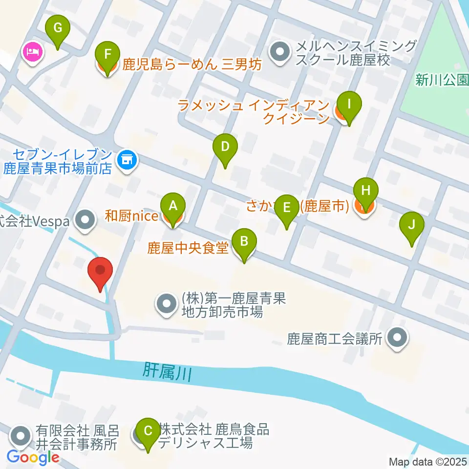 ライブスタジオ・ヴァイス周辺のファミレス・ファーストフード一覧地図
