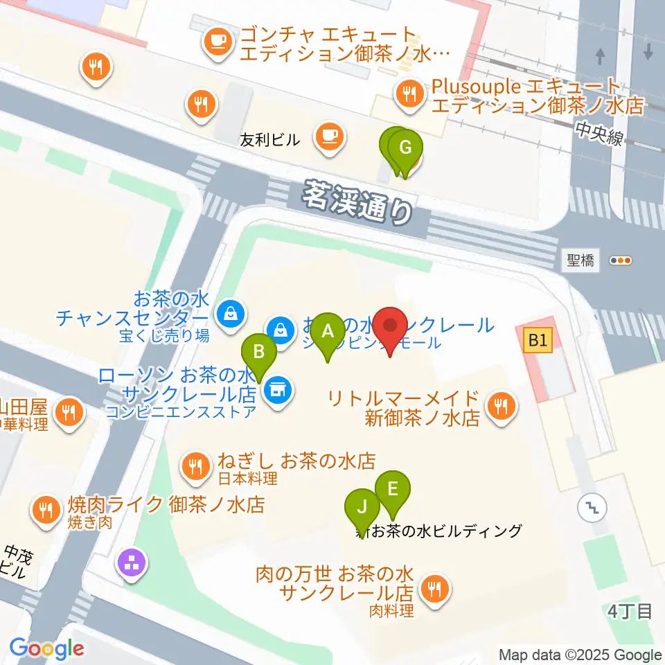 ディスクユニオンお茶の水駅前店周辺のファミレス・ファーストフード一覧地図