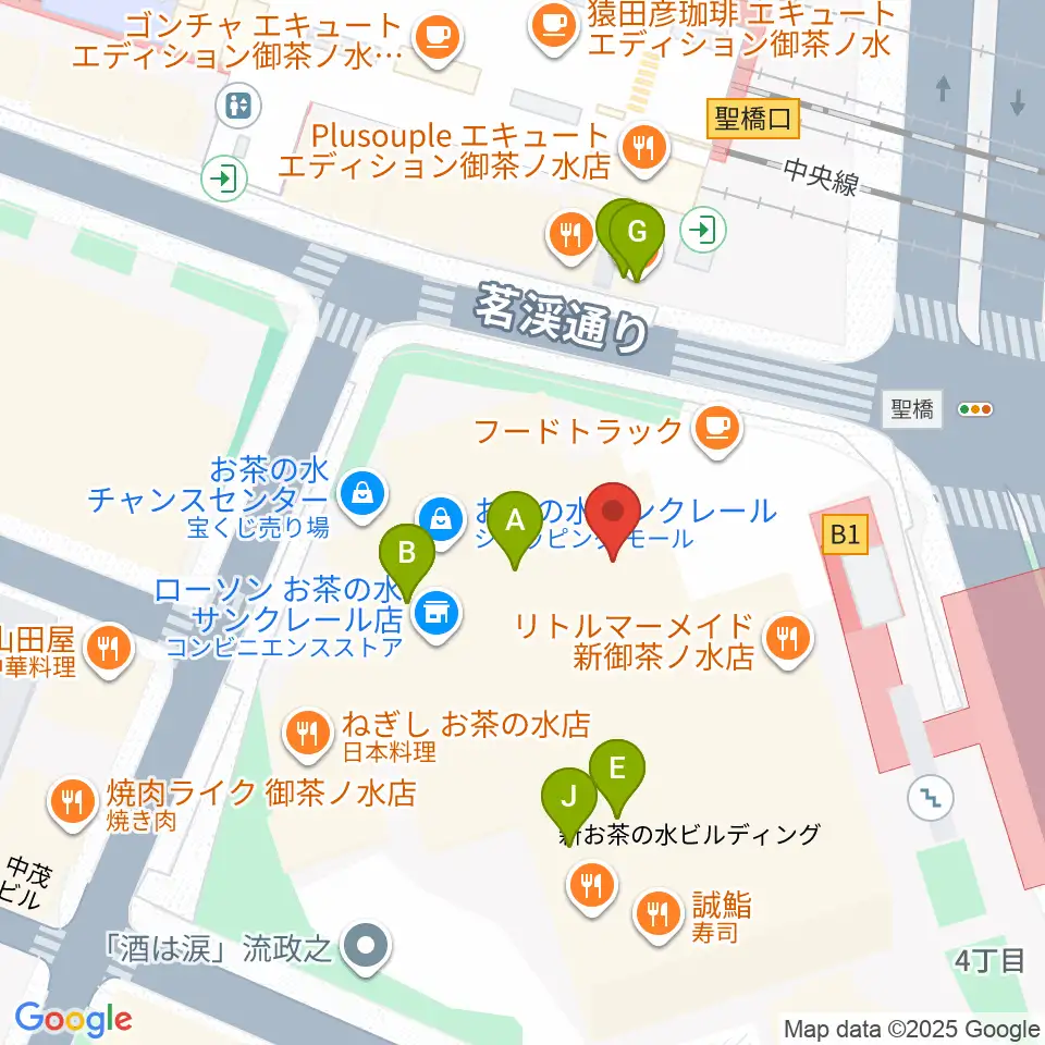 ディスクユニオンお茶の水駅前店周辺のファミレス・ファーストフード一覧地図