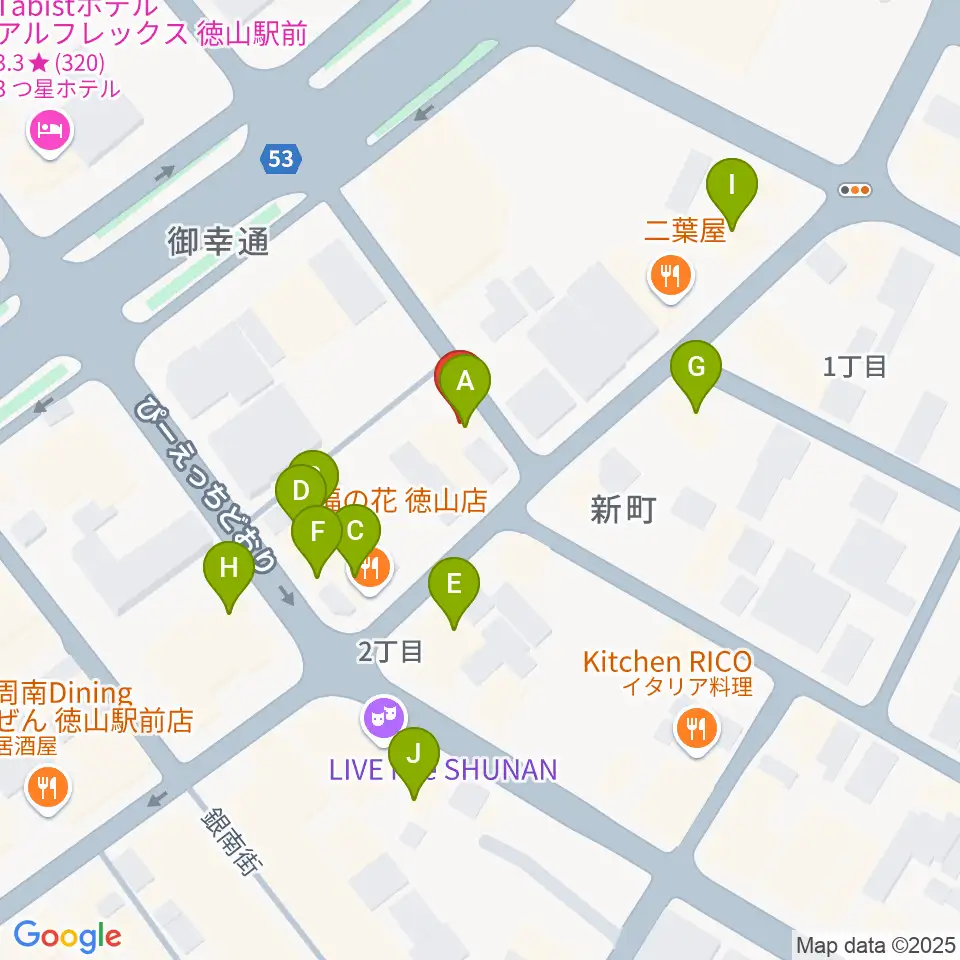 komolier NUA コモリエヌーア周辺のファミレス・ファーストフード一覧地図
