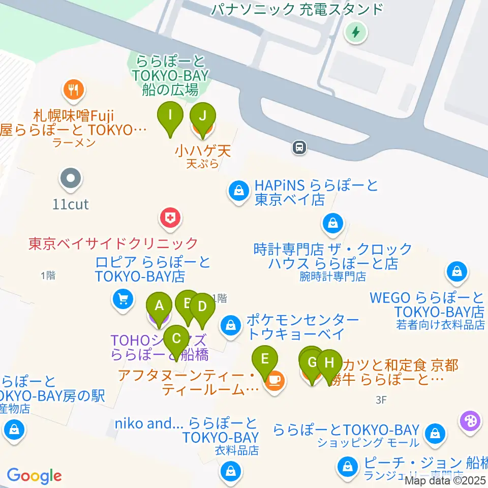 TOHOシネマズららぽーと船橋周辺のファミレス・ファーストフード一覧地図