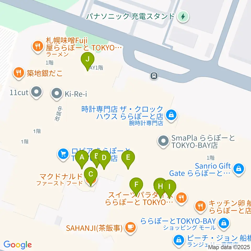 TOHOシネマズららぽーと船橋周辺のファミレス・ファーストフード一覧地図