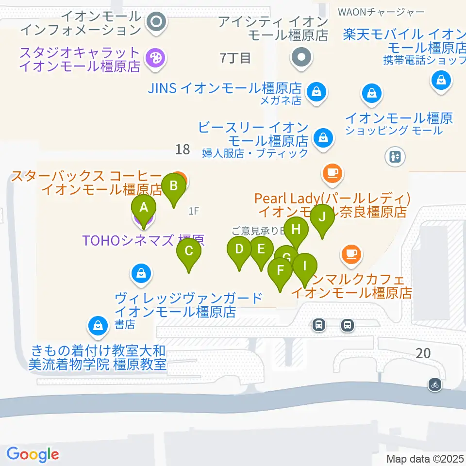 TOHOシネマズ橿原周辺のファミレス・ファーストフード一覧地図