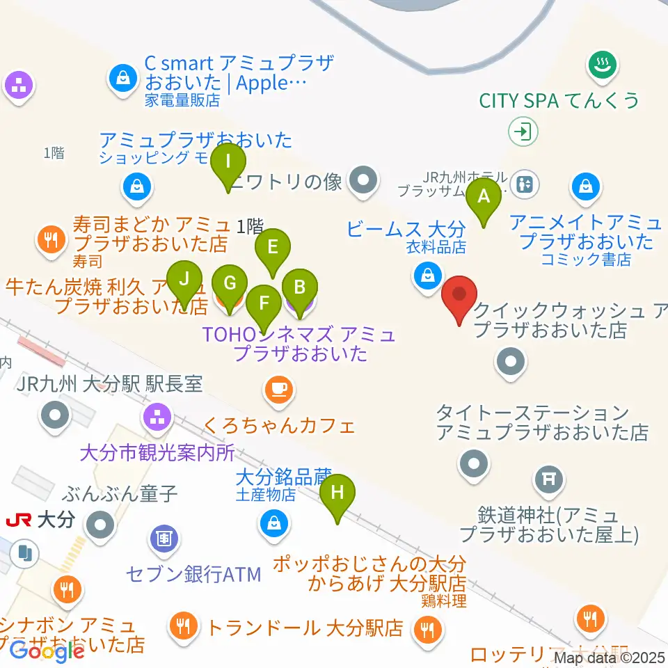 TOHOシネマズ アミュプラザおおいた周辺のファミレス・ファーストフード一覧地図