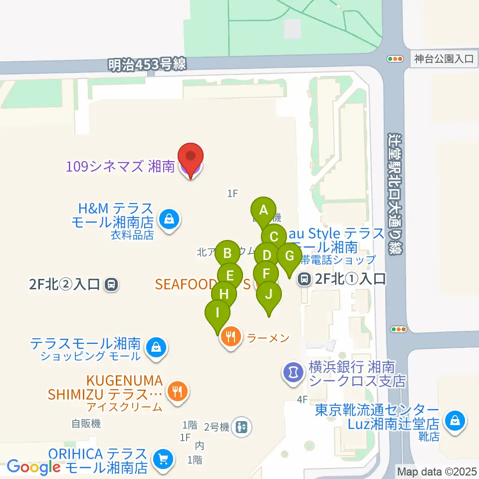 109シネマズ湘南周辺のファミレス・ファーストフード一覧地図