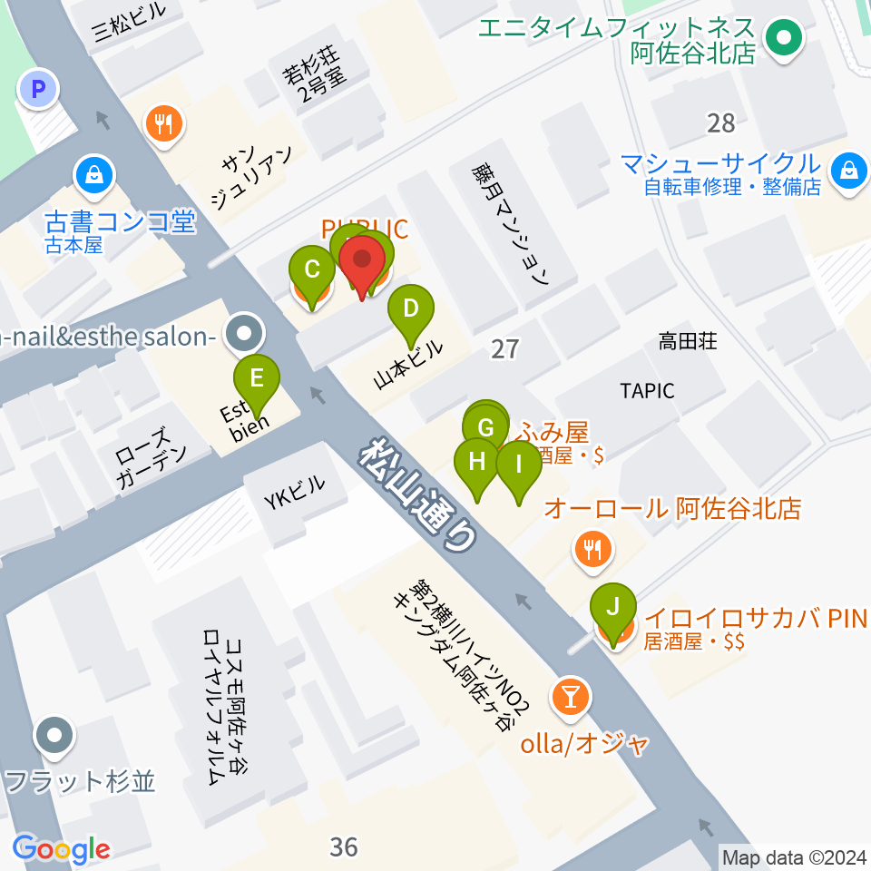 オントエンリズムストア周辺のファミレス・ファーストフード一覧地図