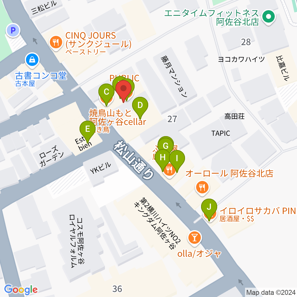 オントエンリズムストア周辺のファミレス・ファーストフード一覧地図