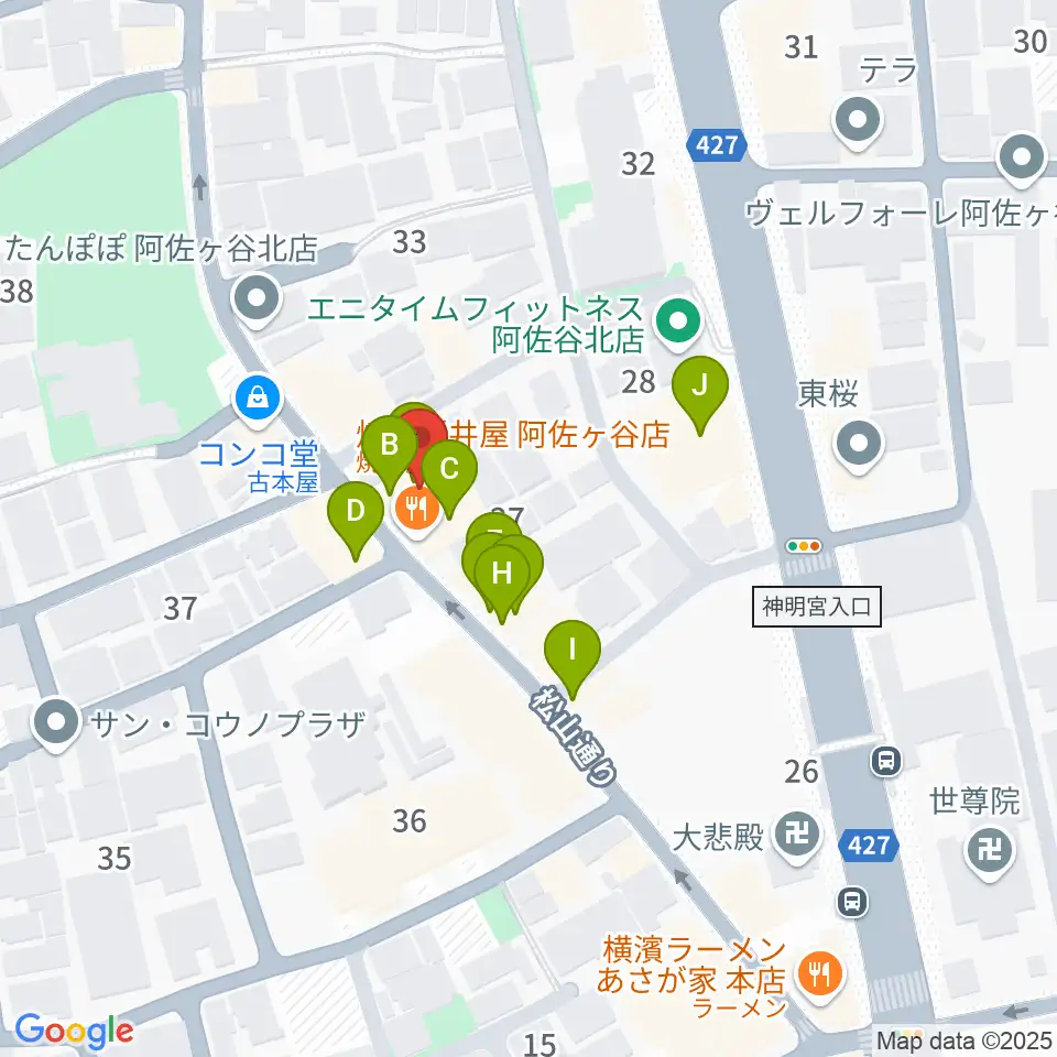 オントエンリズムストア周辺のファミレス・ファーストフード一覧地図