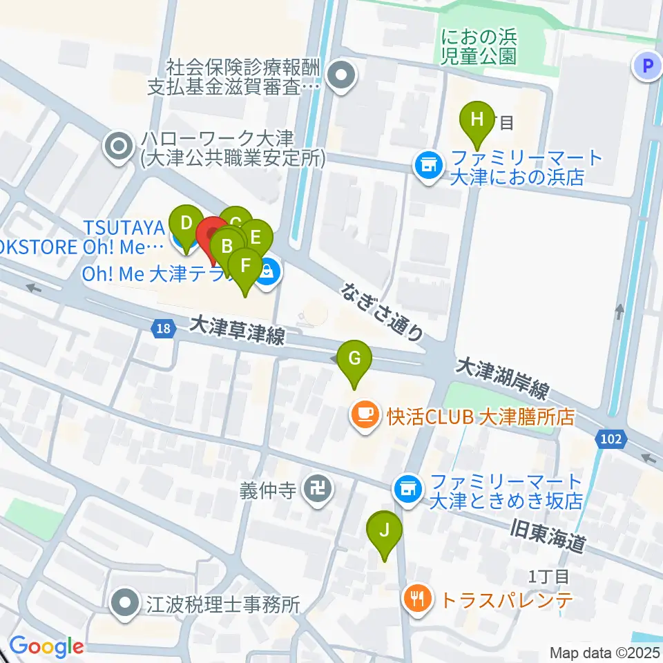 ユナイテッド・シネマ大津周辺のファミレス・ファーストフード一覧地図