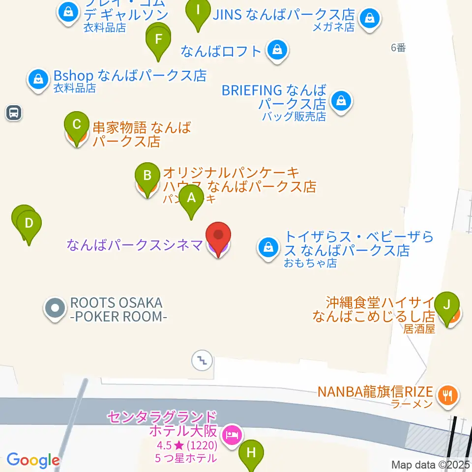 なんばパークスシネマ周辺のファミレス・ファーストフード一覧地図
