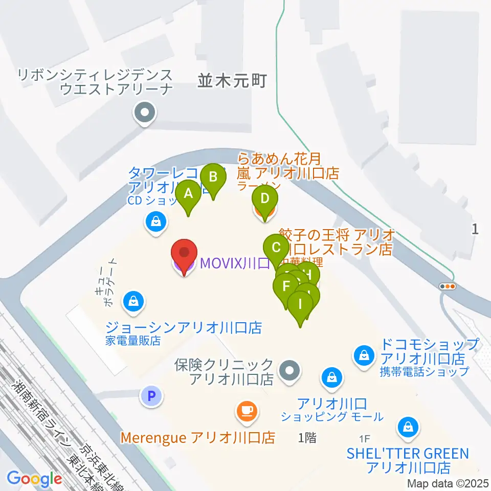 MOVIX川口周辺のファミレス・ファーストフード一覧地図