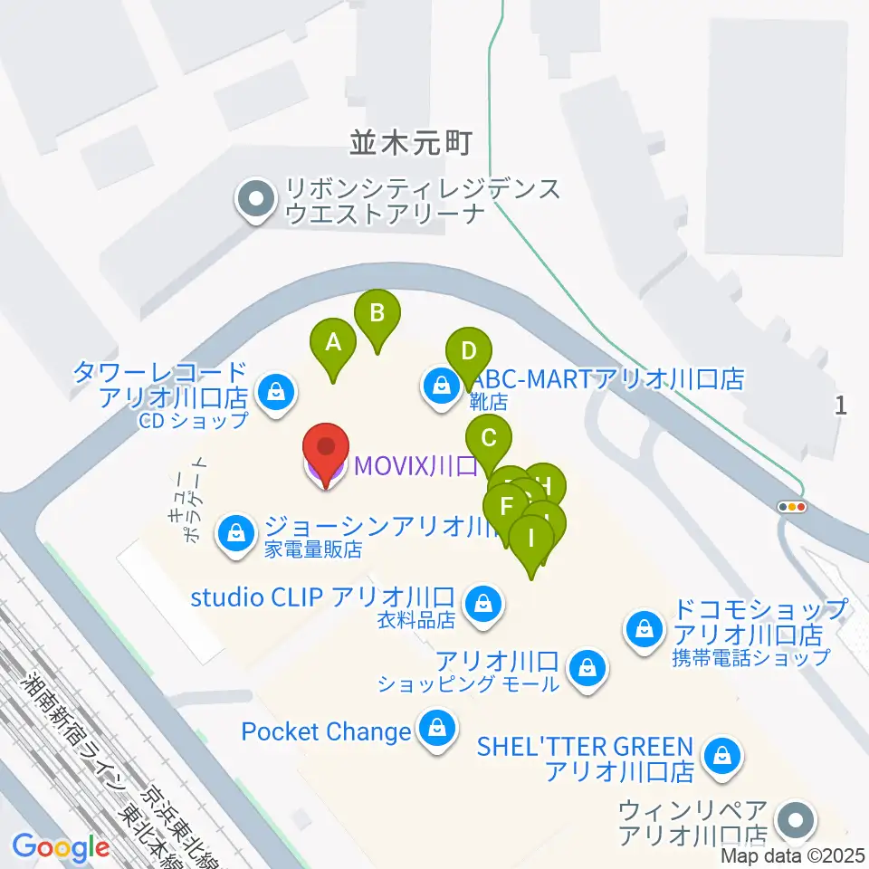 MOVIX川口周辺のファミレス・ファーストフード一覧地図